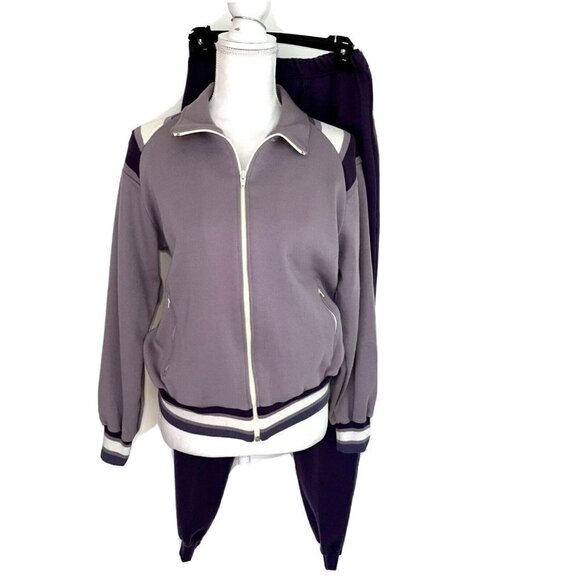Winning Ways Pants - Winning Ways Tracksuit Large L Womens Vintage Triple Knit Zip Front Purple